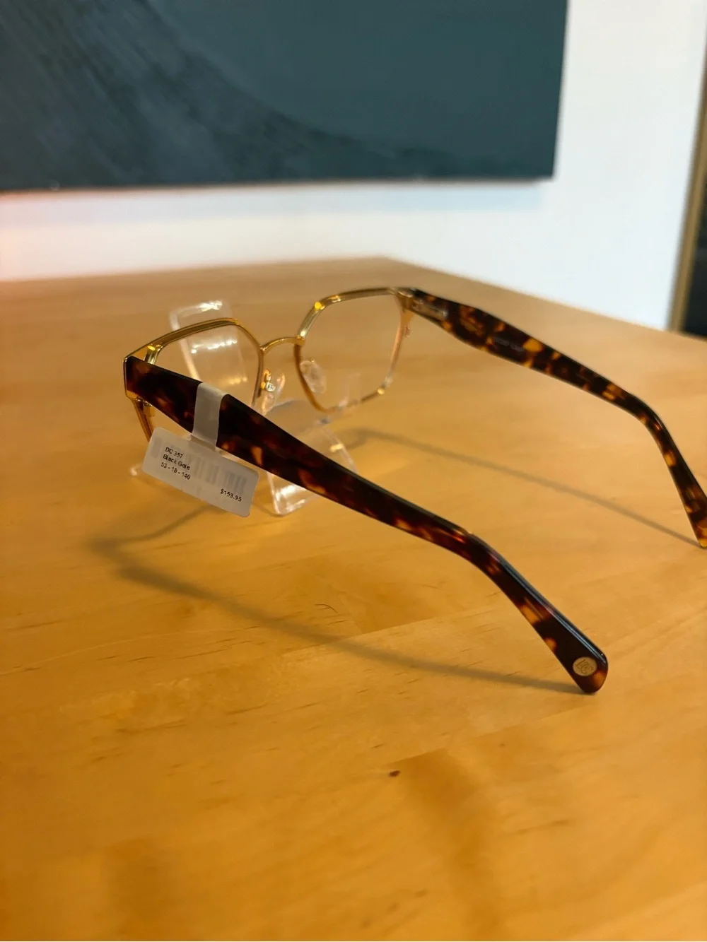 DiCaprio Geometric Metal Eyeglasses Black Gold Tortoise DC 357 53-18-140 NWT
